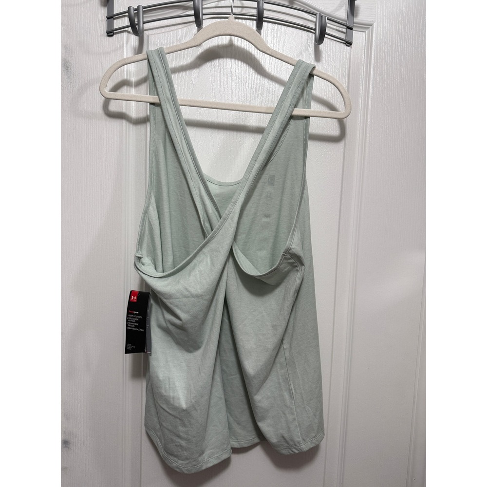 Under Armour HeatGear Loose Tank Top Womens XXL Green Crisscross Back Athleisure - Picture 2 of 16
